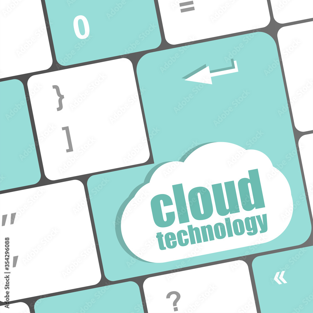 Poster connect to cloud concept on button of the keyboard key. cloud technology