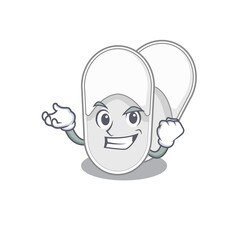 A funny cartoon design concept of hotel slippers with happy face