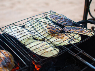 eggplant is cooked on the grill