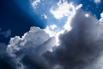 landscape of clouds sunlight on the blue sky in day time
