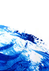 abstrakcyjne malarskie niebieskie tło z plamami farby - obrazy, fototapety, plakaty