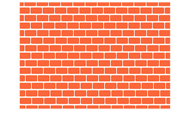Red brick wall vector wallpaper texture on white background.