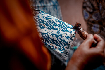 Yogyakarta Indonesia, June 01 2020 : Beautiful Crease Batik Tulis with Jogja Motive is a traditional culture from Indonesia 