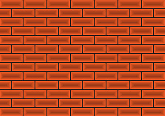 Fototapeta premium Red brick wall 3d vector wallpaper texture on black background.
