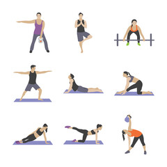 Gym Exercises Flat Icons 