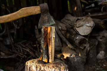 axe in a wood