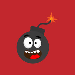 Cartoon Scared bomb character.vector illustration