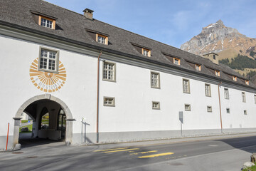 Solar clock of the monastery at Engelberg on the Swiss alps