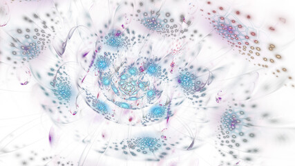 Abstract exotic blue flower. Fantasy fractal composition. Psychedelic digital art. 3D rendering.