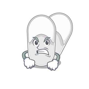 A cartoon picture of hotel slippers showing an angry face