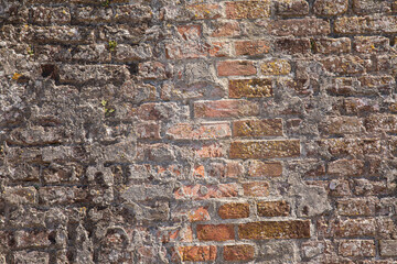 old wall with red bricks as a background