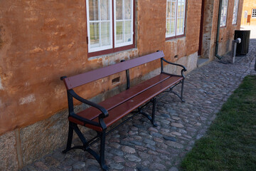 old Red bench with texture 