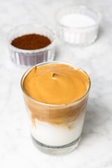 Iced Dalgona coffee, a very popular whipped coffee during the confinement of the Covid19