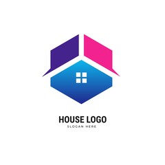 Modern House hexagon Logo Design Vector Template
