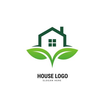 Modern Green House Logo Design Vector Template