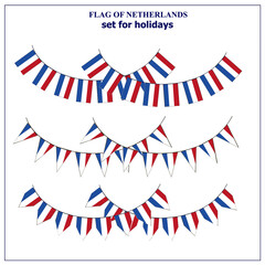 Obraz premium Set with flags of Netherlands with folds. Happy Netherlands day collection. Bright illustration with flags.