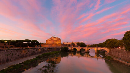 Sant'Angelo Castle and Sant´Angelo Bridge. The Vatican, Rome