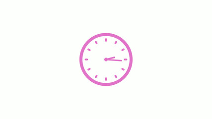 New pink light clock isolated on white background,Counting down clock animation