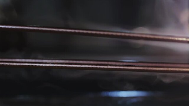 Copper wire production, copper wire production process close-up, copper wire macro