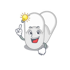 Mascot character of smart hotel slippers has an idea gesture