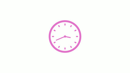 New pink light clock isolated on white background,Counting down clock animation