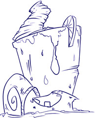 black and white image of a hand with a raised finger (like) in the form of a glass with a juicy drink that perfectly quenches thirst and is Hyper desirable that even a snail can confirm