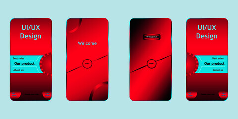 Ui Ux smartphone design. Start page with roll button.