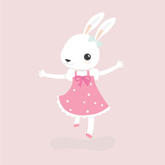 Happy rabbit cartoon character.