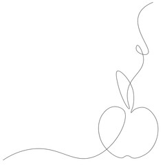 Apple icon one line on white background, vector illustration