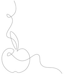 Apple icon one line drawing on white background, vector illustration