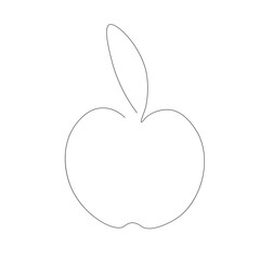 Apple one line draw on white background, vector illustration