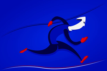 Running man in red and blue colors. Speed running.