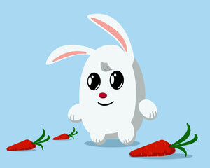 Cute Baby rabbit with carrot
