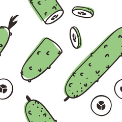 Hand drawn stylish fruit and vegetable. Vector artistic drawing fresh organic food. Summer illustration vegan ingrediens for smoothies