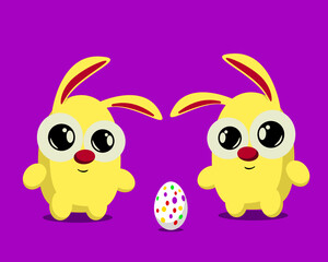 Easter rabbits and egg