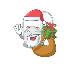 Cartoon design of hotel slippers Santa having Christmas gift