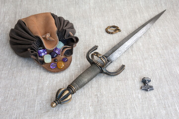 daga made in 18th century. semiprecious stones in wallet. antique fibula. Thor's Hammer –...