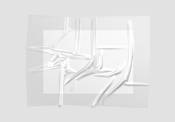 Blank transparent plastic foil wrap overlay with poster mockup © Alexandr Bognat