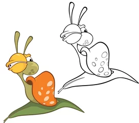 Deurstickers Vector Illustration of a Cute Cartoon Character Snail for you Design and Computer Game. Coloring Book Outline Set  © liusa
