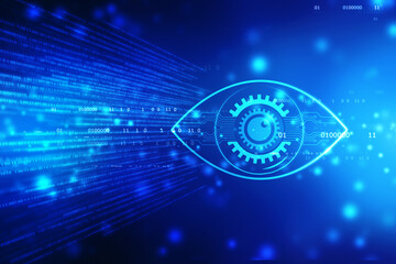 Abstract futuristic digital eye scanner, Digital eye with security scanning concept, Cyber Security Lock background