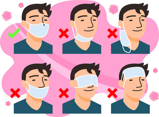 correct way to wear the mask for corona virus protection (no line)