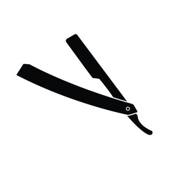 Straight razor icon. Black sharp straight razor on a bright surface. straight razor simple silhouette. Web site page and mobile app design vector element.