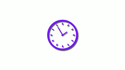 Fototapeta na wymiar New 3d purple clock isolated on white background,clock animation