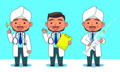 Doctor B with 3 poses give information Set B (with line stroke)