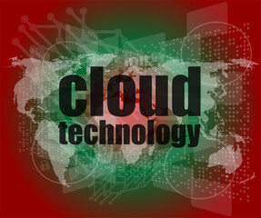 words cloud technology on digital screen, information technology concept