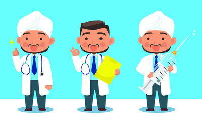 Doctor B with 3 poses give information Set B (without line stroke)
