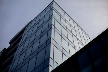 the corner of a contemporary glass block