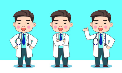 Doctor E with 3 poses give information Set A (with line stroke)
