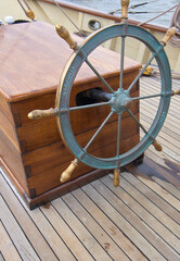 State of Delaware Lewes Historical Society Tall Ships celebration. Helm of sail ship © russellg10