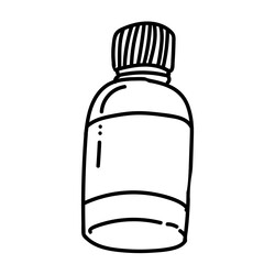 Simple bottle doodle, great design for any purposes. Vintage hand drawn black design template on white backdrop.